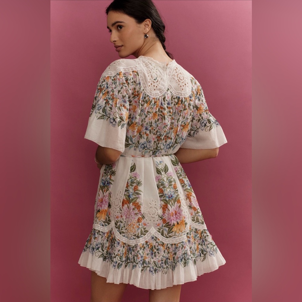 Farm Rio Sweet Bloom Bouquet Short-Sleeve Mini Dress - Picture 4 of 11